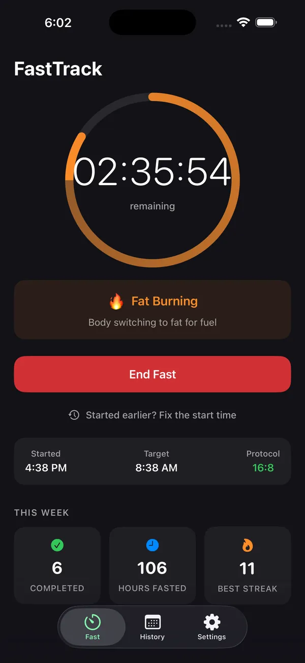 FastTrack on iPhone, main screen